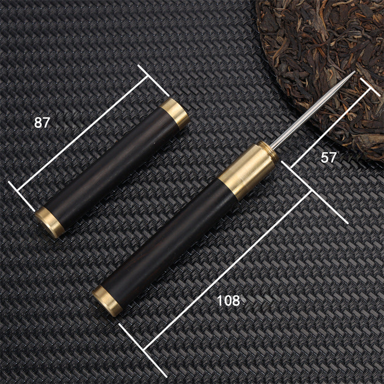 Handcrafted Ebony Tea & Defense Multi Knife-Tool with Brass Fittings