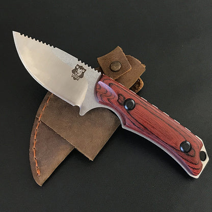 Liome Wood Grip Fixed Blade Knife Camping Tactical Hunting Pocket EDC Tool