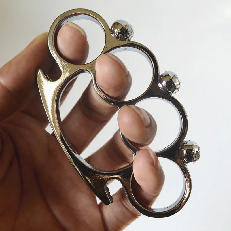 SkullGuard: Metal Brass Knuckle Duster & Four-Finger Sleeve