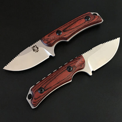 Liome Wood Grip Fixed Blade Knife Camping Tactical Hunting Pocket EDC Tool