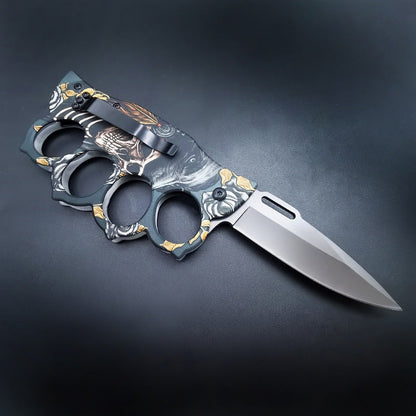 Coltello pieghevole 3D Ghost Head Knuckle Duster