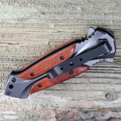 Wooden Handle Folding Knife Outdoor Camping