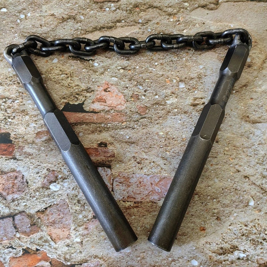 Upgraded Hard Black Spring Steel Double Baton