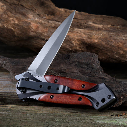 Wooden Handle Folding Knife Outdoor Camping