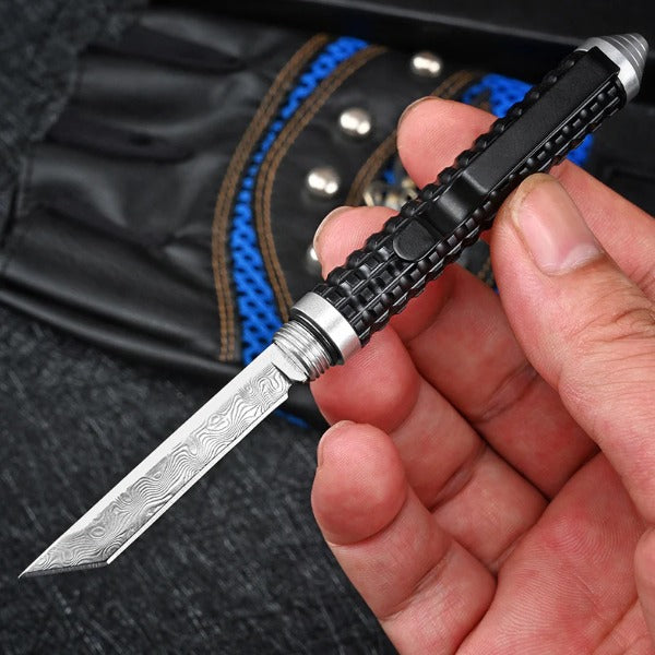 Coltello tascabile multifunzionale con lama di Damasco Mini Pen Knife Wilderness Survival