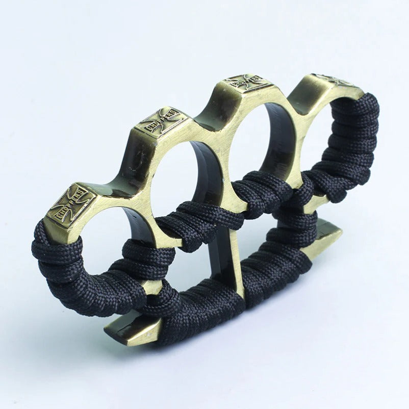 Thickened Widened Rope-Brass Knuckle Duster - Four Finger Buckle Defence Tool