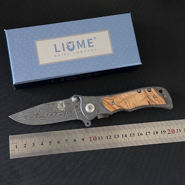 Liome Damascus Grip Tactical Folder Outdoor Camping Military Knife EDC Tool