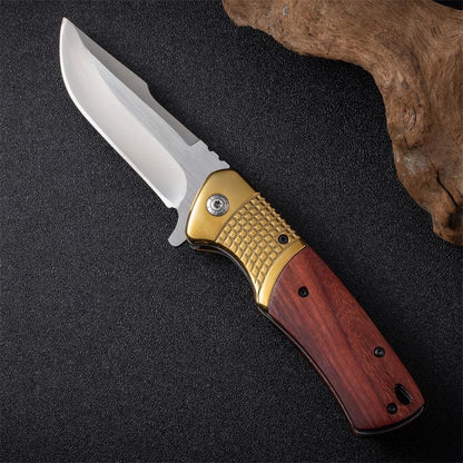 Wooden Handle Folding Knife Outdoor Camping Survival