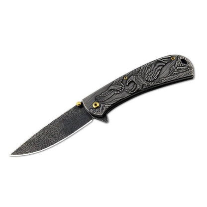 Sheep Eagle Horse Pattern Handle Folding Knife Outdoor Hunting Pocket EDC Tool