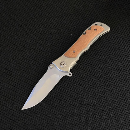 Wooden Handle Folding Knife Portable Self-defense