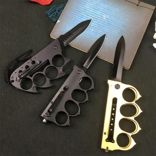 Knuckle Duster Foldable Knife Outdoor Self Defense Tool