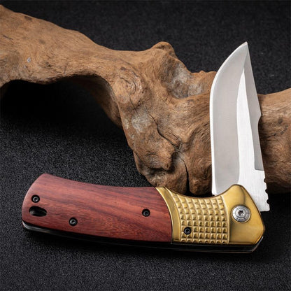 Wooden Handle Folding Knife Outdoor Camping Survival