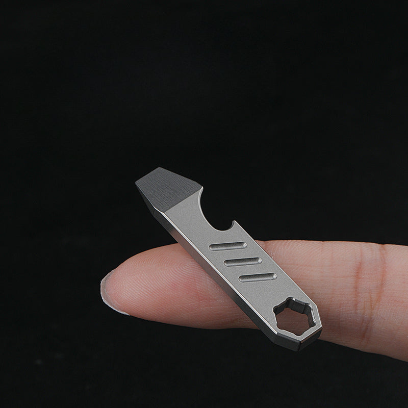 TC4 Titanium Pry Bar Mini Key Tag Outdoor Survival Multi Tool Bottle Opener