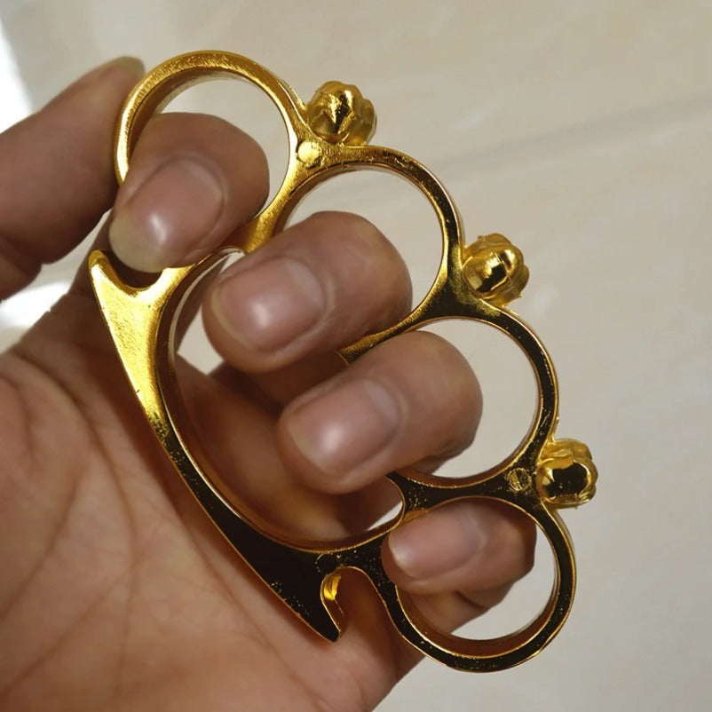 SkullGuard: Metal Brass Knuckle Duster & Four-Finger Sleeve