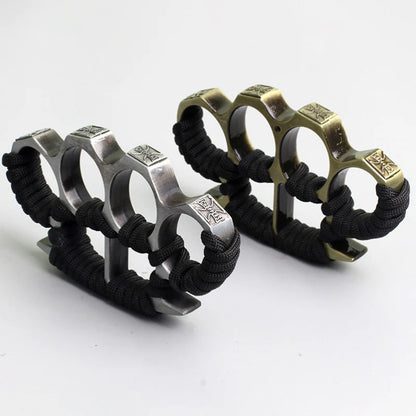 Thickened Widened Rope-Brass Knuckle Duster - Four Finger Buckle Defence Tool