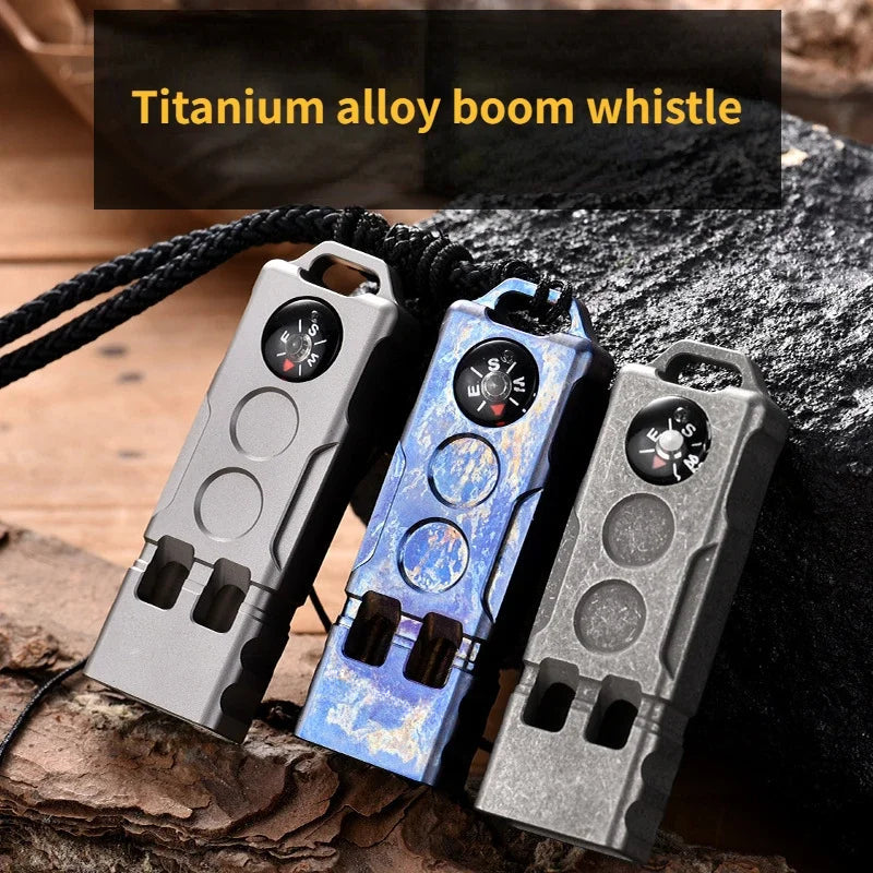 Titanium Compass Whistle High-decibel Survival Outdoor Adventure