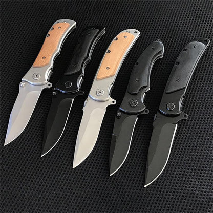 Wooden Handle Folding Knife Portable Self-defense