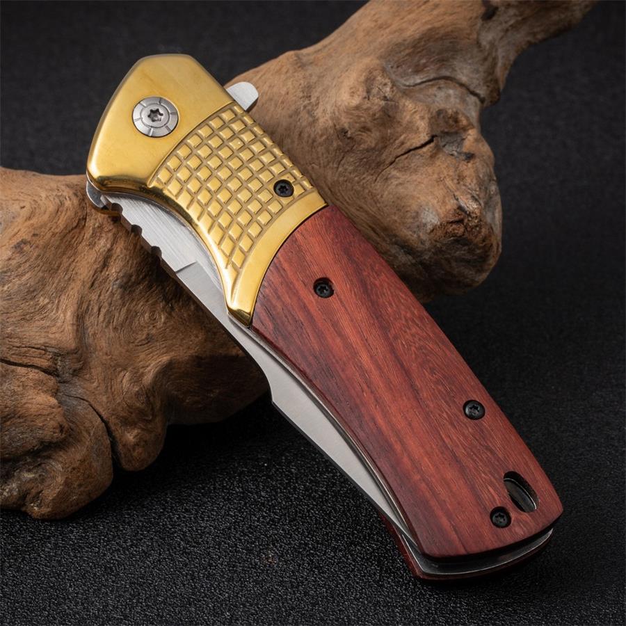 Wooden Handle Folding Knife Outdoor Camping Survival