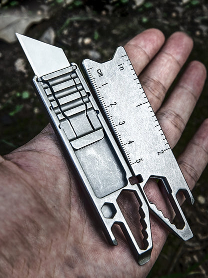 Titanium Utility Clip Multi-Tool with Razor-Edge Blade Knife