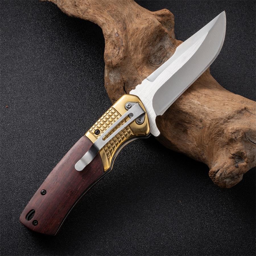 Wooden Handle Folding Knife Outdoor Camping Survival