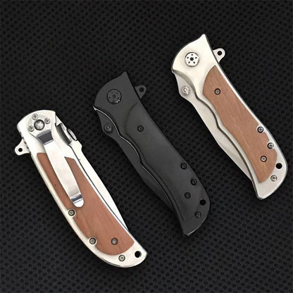 Wooden Handle Folding Knife Portable Self-defense