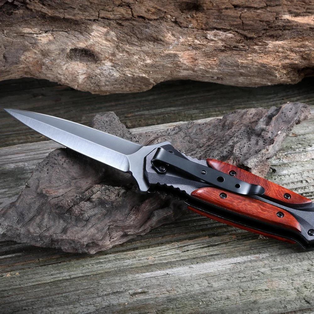 Wooden Handle Folding Knife Outdoor Camping