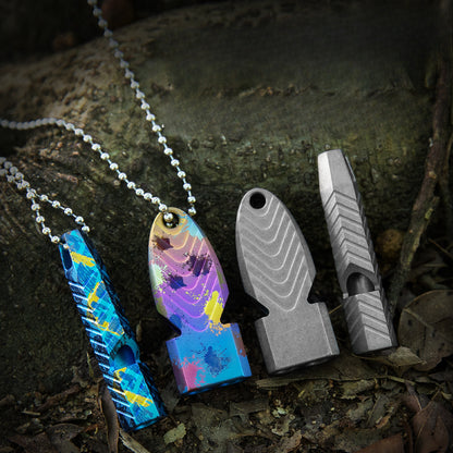 Titanium High-Pitch Survival Whistle Necklace