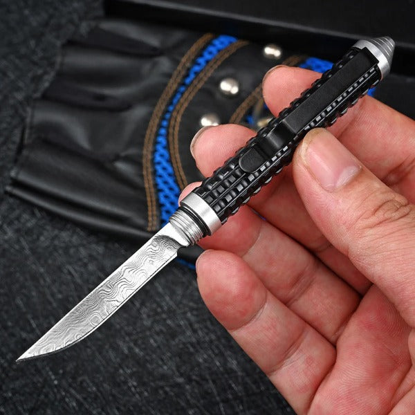 Coltello tascabile multifunzionale con lama di Damasco Mini Pen Knife Wilderness Survival