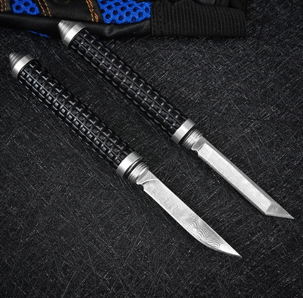 Coltello tascabile multifunzionale con lama di Damasco Mini Pen Knife Wilderness Survival