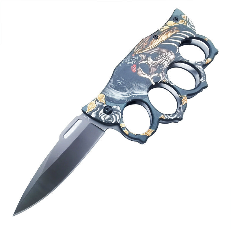 Coltello pieghevole 3D Ghost Head Knuckle Duster