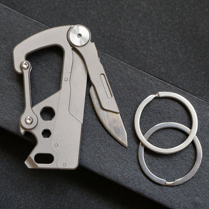 Titanium Multi-Tool Keychain: Bottle Opener Letter Knife Wrench