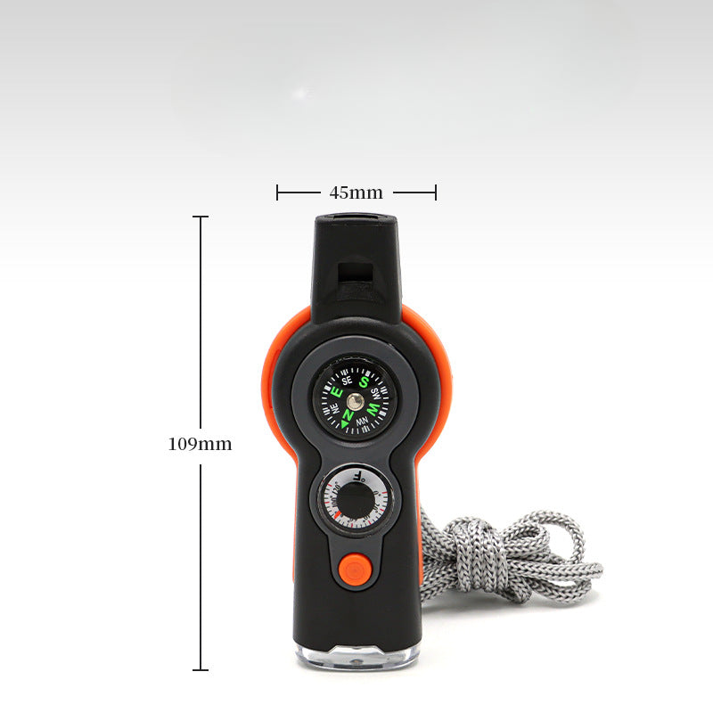 Outdoor MultiWhistle 7in1 Survival LED Compass Thermometer