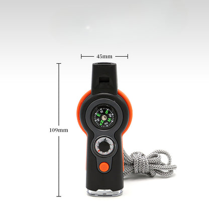 Outdoor MultiWhistle 7in1 Survival LED Compass Thermometer