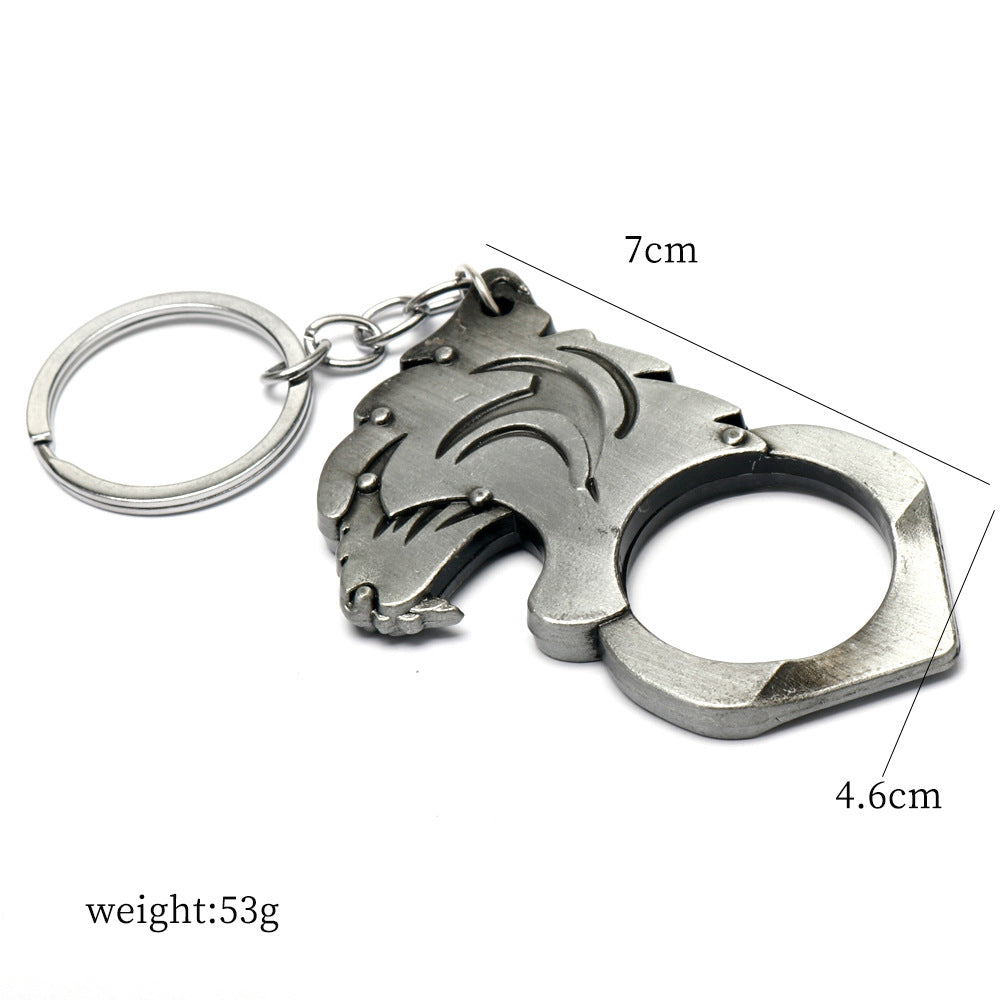 Tiger Head Self-Defense Keychain Knuckle Duster Tool