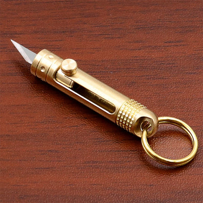 Brass Nano Blade Knife Keychain Utility Carver