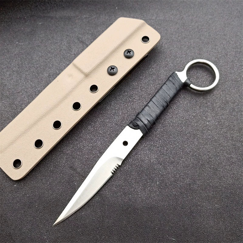 Silent Striker High-Hardness Outdoor Knife Ring Blade with K-Sheath