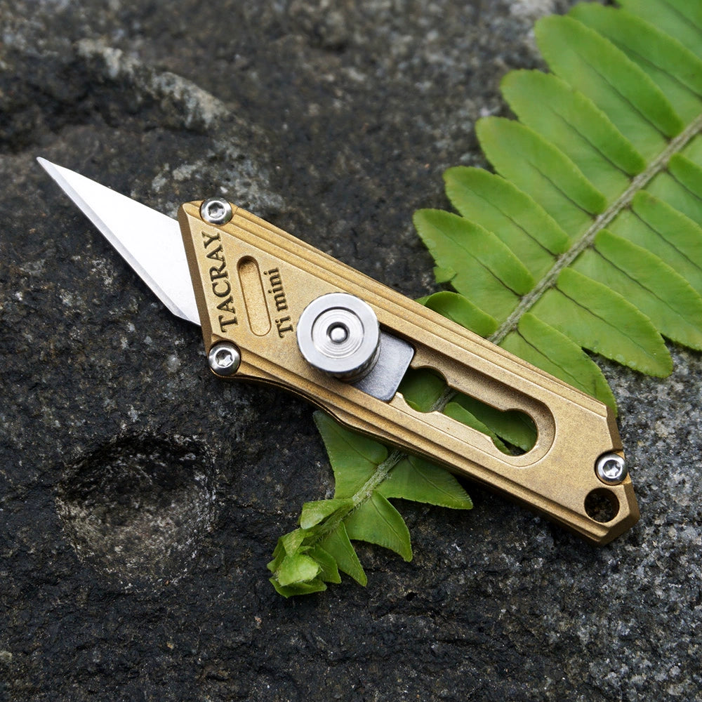 Mini Brass & Titanium Utility Blade Knife