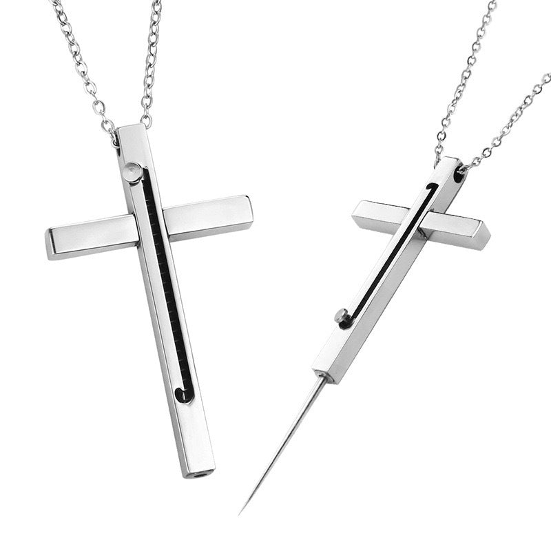 Cross EDC Self Defense Mini Retractable Pocket Knife Necklace