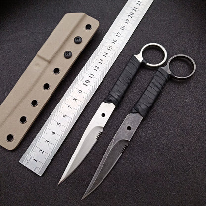 Silent Striker High-Hardness Outdoor Knife Ring Blade with K-Sheath