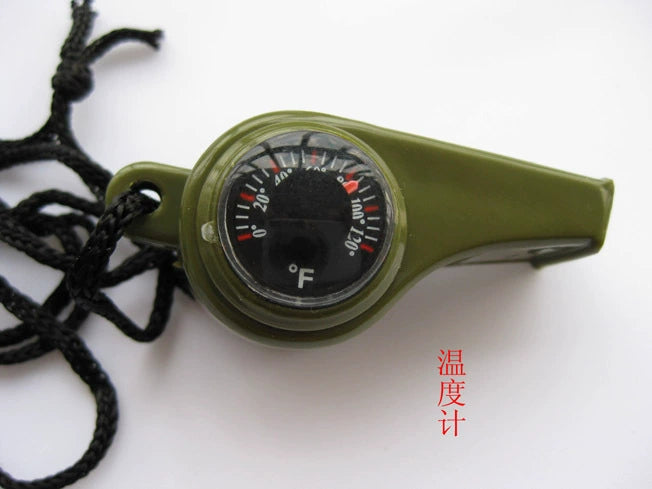 Outdoor Survival Whistle Compass Thermometer