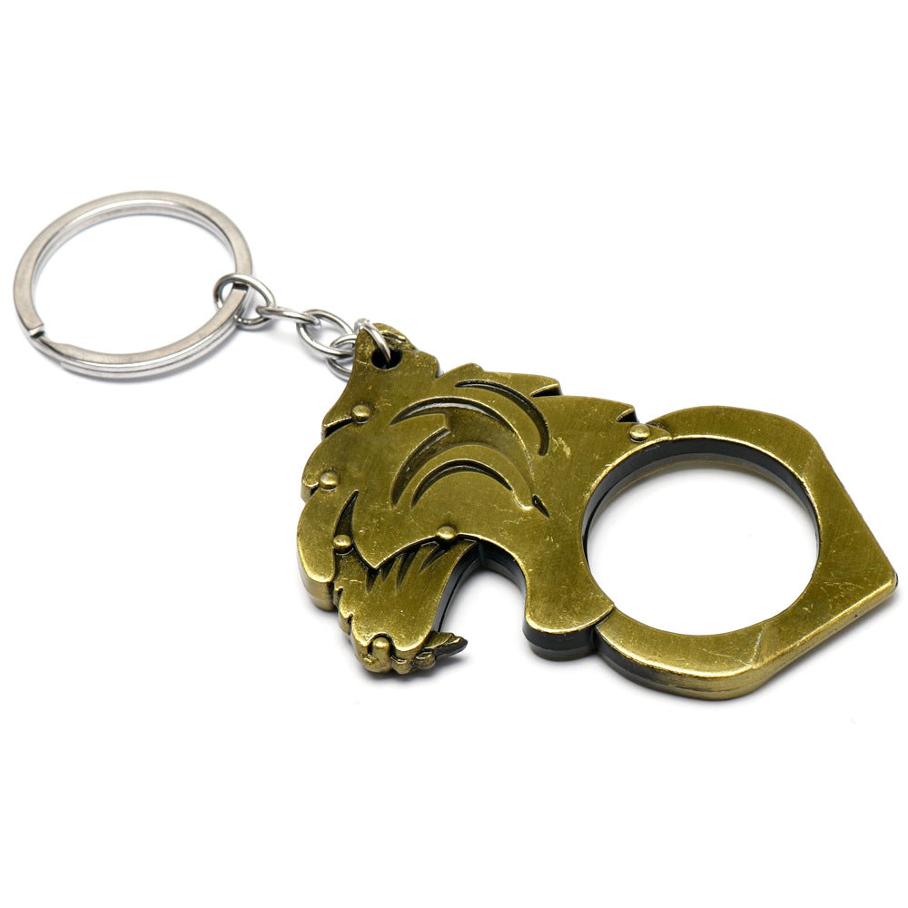 Tiger Head Self-Defense Keychain Knuckle Duster Tool