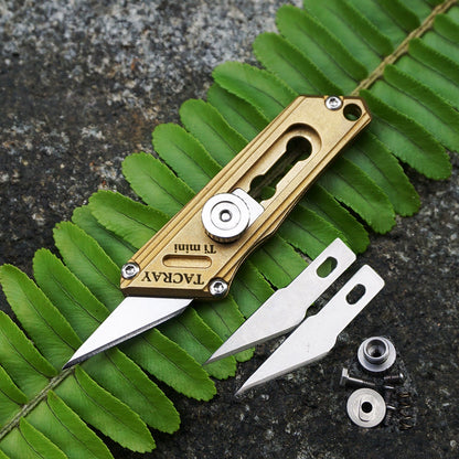 Mini Brass & Titanium Utility Blade Knife