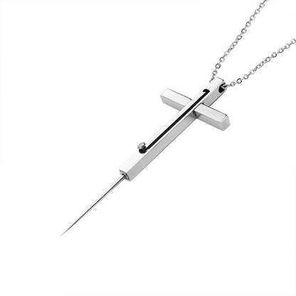 Cross EDC Self Defense Mini Retractable Pocket Knife Necklace