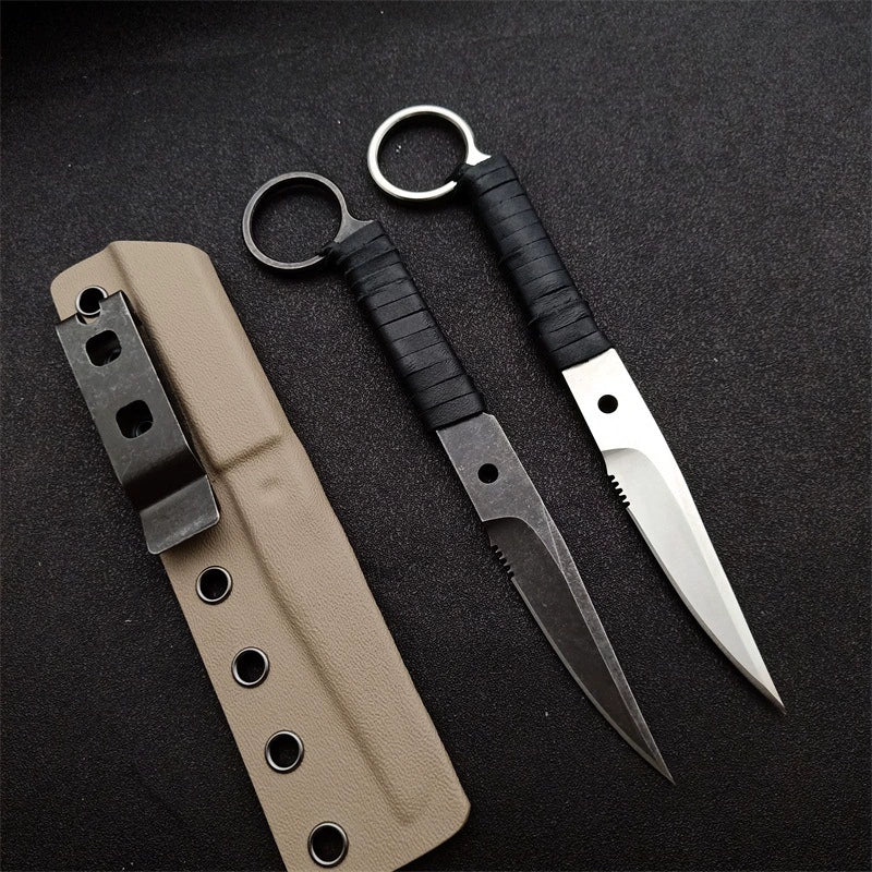 Silent Striker High-Hardness Outdoor Knife Ring Blade with K-Sheath