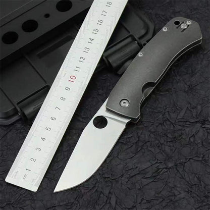 Titanium Alloy Grip D2 Steel Blade Outdoor Camping Knife