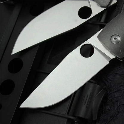 Titanium Alloy Grip D2 Steel Blade Outdoor Camping Knife