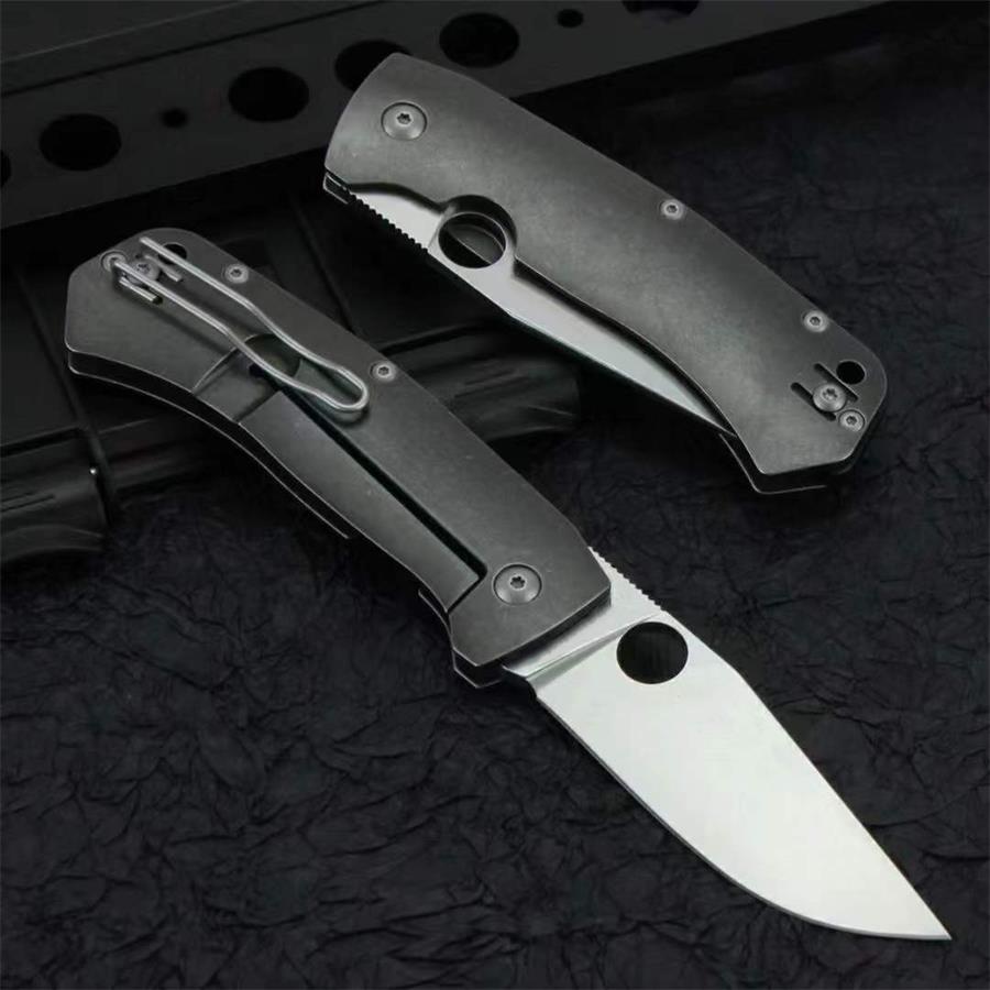 Titanium Alloy Grip D2 Steel Blade Outdoor Camping Knife