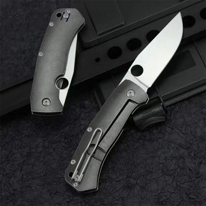 Titanium Alloy Grip D2 Steel Blade Outdoor Camping Knife