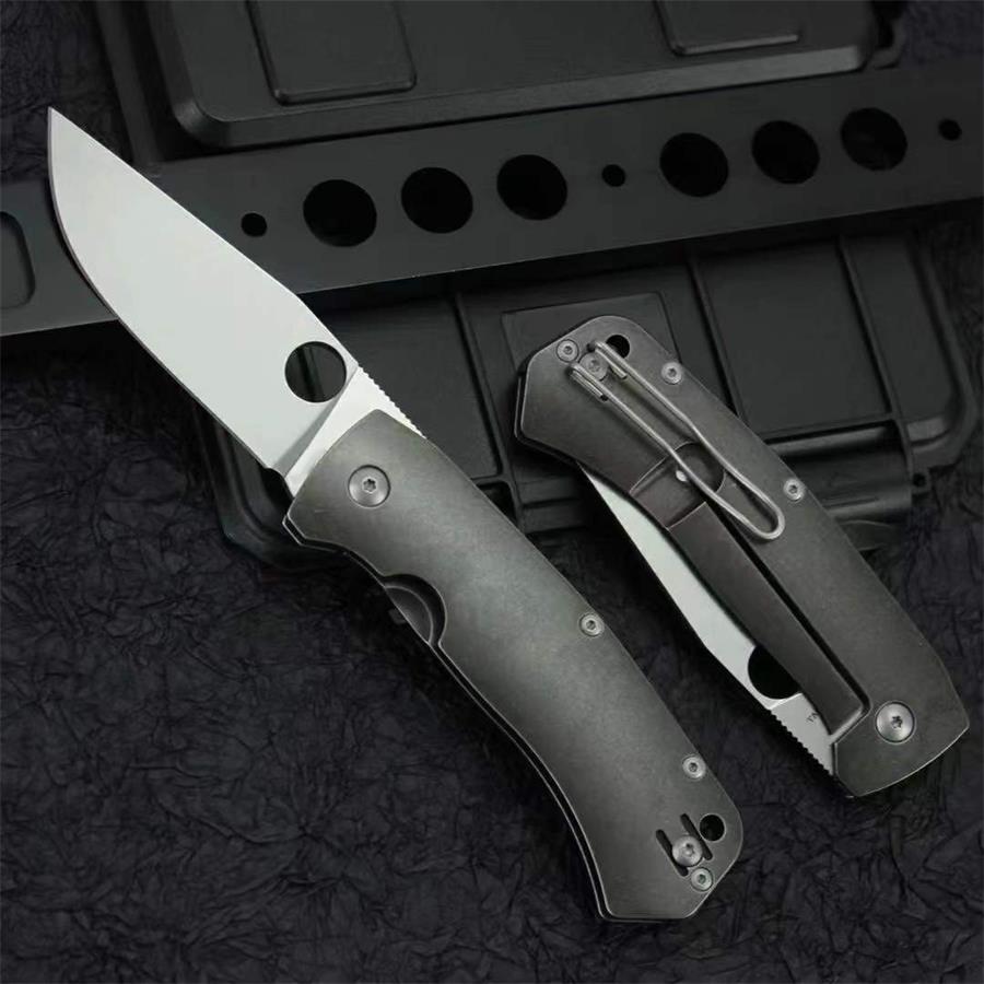 Titanium Alloy Grip D2 Steel Blade Outdoor Camping Knife