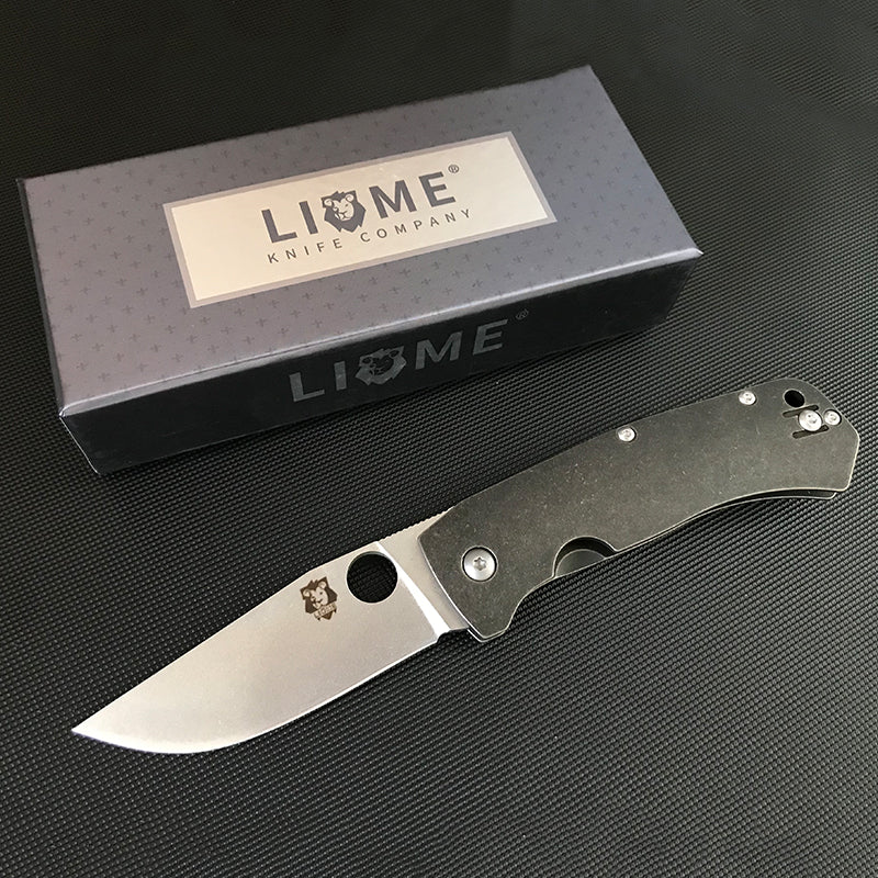 Liome D2 Steel Blade Titanium Alloy Grip Outdoor Camping Knife